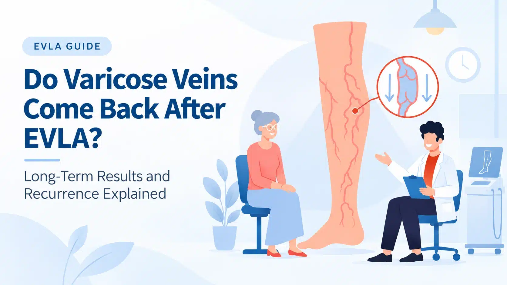 EVLA varicose vein recurrence medical illustration